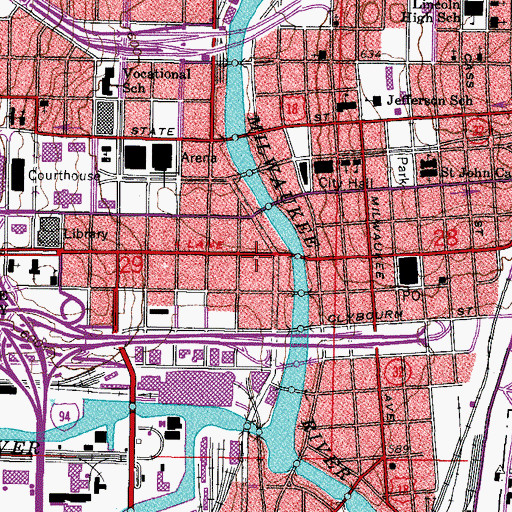 Topographic Map of Plankinton Building, WI