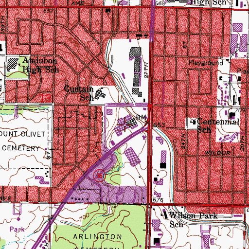 Topographic Map of Point Loomis Shopping Center, WI