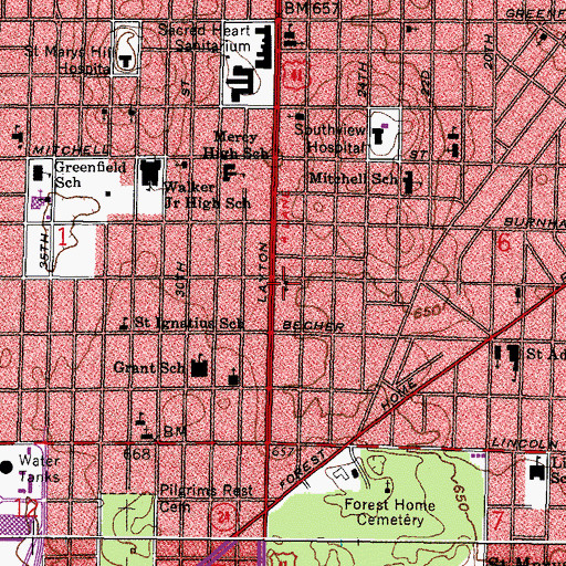 Topographic Map of Redeemer Evangelical Lutheran Church, WI