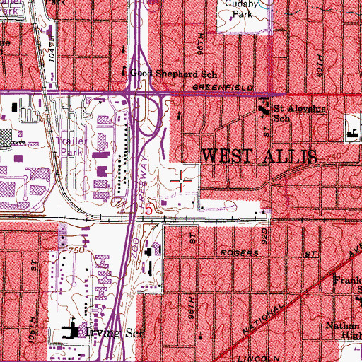 Topographic Map of Reservoir Park, WI