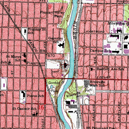 Topographic Map of Riverside Pumping Station Milwaukee Water Works, WI
