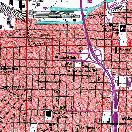Topographic Map of Sacred Heart of Jesus Roman Catholic Church, WI