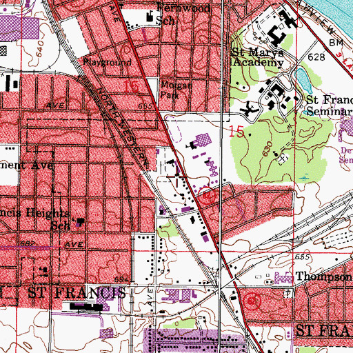 Topographic Map of Sacred Heart of Jesus Convent, WI
