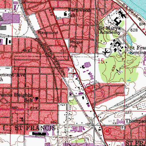 Topographic Map of Sacred Heart Roman Catholic Church, WI