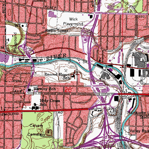 Topographic Map of Sacred Heart Roman Catholic Church, WI