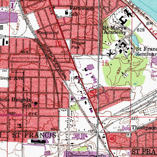 Topographic Map of Sacred Heart School, WI