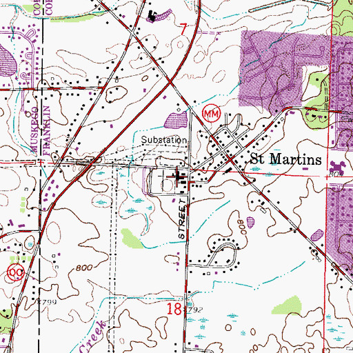 Topographic Map of Sacred Hearts Grade School, WI