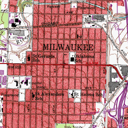 Topographic Map of Saint Andrews Evangelical Lutheran Church, WI