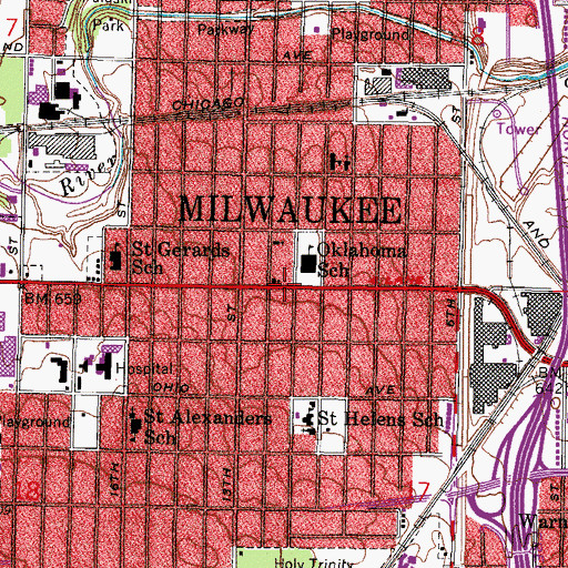 Topographic Map of Saint Andrews Evangelical Lutheran School, WI