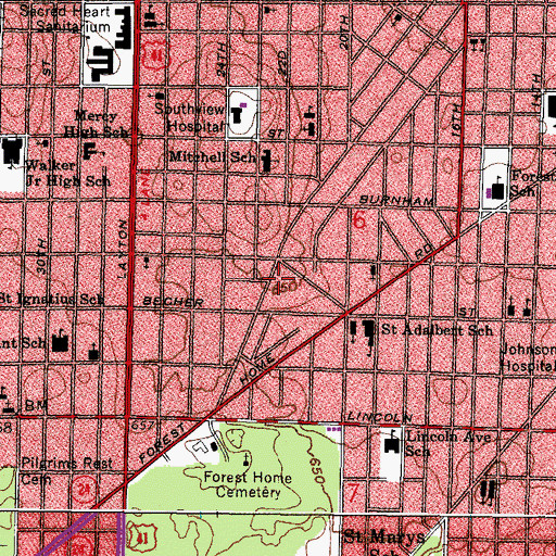 Topographic Map of Saint Ann Rest Home, WI