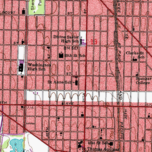 Topographic Map of Saint Anne Roman Catholic Church, WI