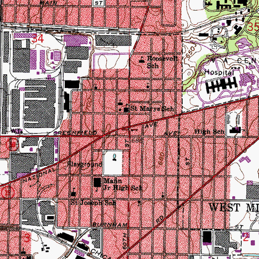Topographic Map of Saint Anns Interdenominational Church, WI