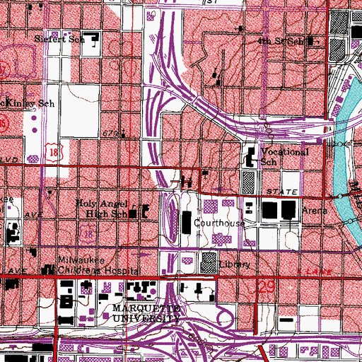 Topographic Map of Saint Anthony Hospital (historical), WI