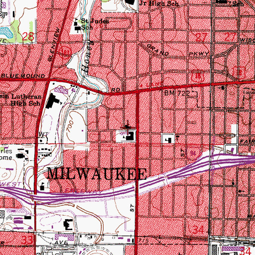 Topographic Map of Saint Anthony of Padua Roman Catholic Church, WI