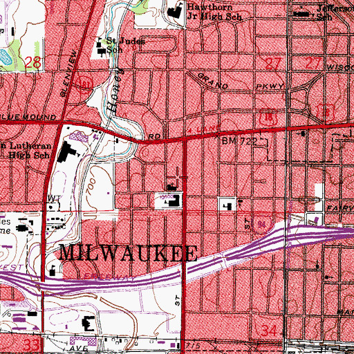 Topographic Map of Saint Vincent Pallotti School, WI