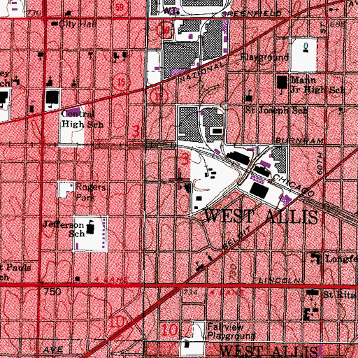 Topographic Map of Saint Augustine Roman Catholic Church, WI
