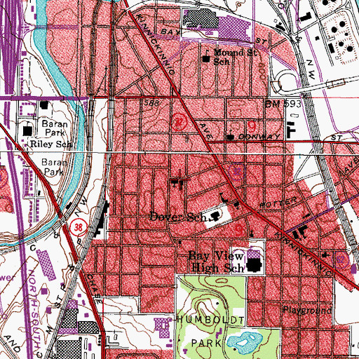 Topographic Map of Saint Augustine School, WI