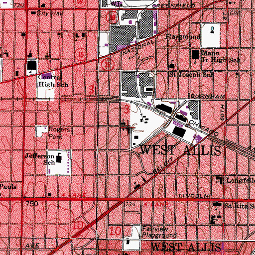 Topographic Map of Saint Augustine School, WI
