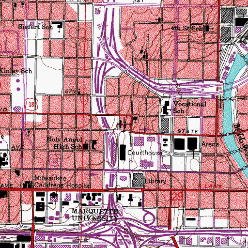 Topographic Map of Saint Benedict the Moor Roman Catholic Church, WI