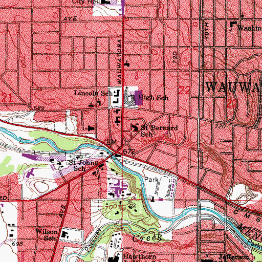 Topographic Map of Saint Bernard Roman Catholic Church, WI