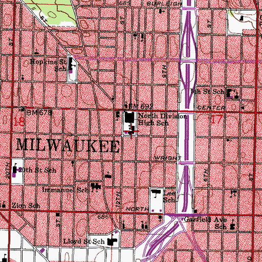 Topographic Map of Saint Boniface Roman Catholic Church, WI