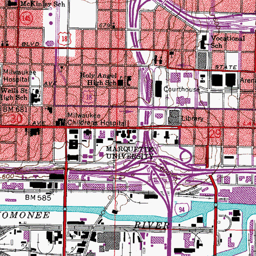 Topographic Map of Saint Catherines Home for Girls, WI