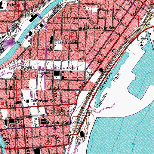 Topographic Map of Saint Catherines Residence for Young Women, WI