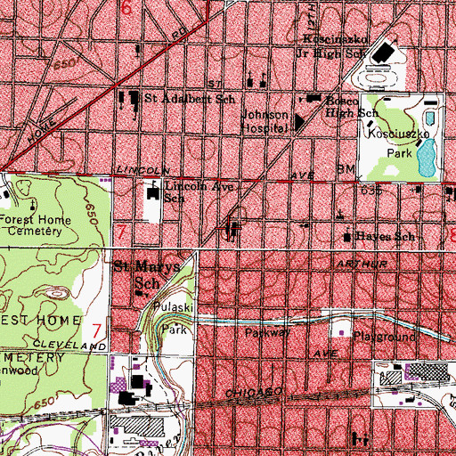 Topographic Map of Saints Cyril and Methodius Roman Catholic Church, WI