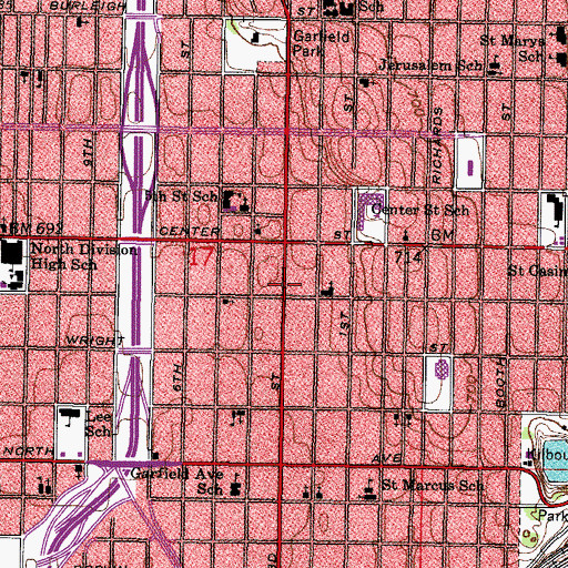 Topographic Map of Saint Galls School, WI