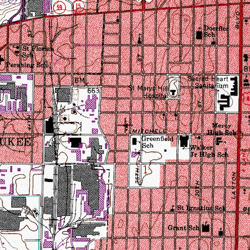 Topographic Map of Saint Ignatius Roman Catholic Church, WI