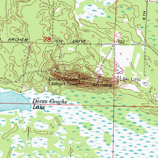 Topographic Map of Dorra Cooshe Mountain, WI