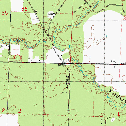 Topographic Map of Fordham (historical), WI