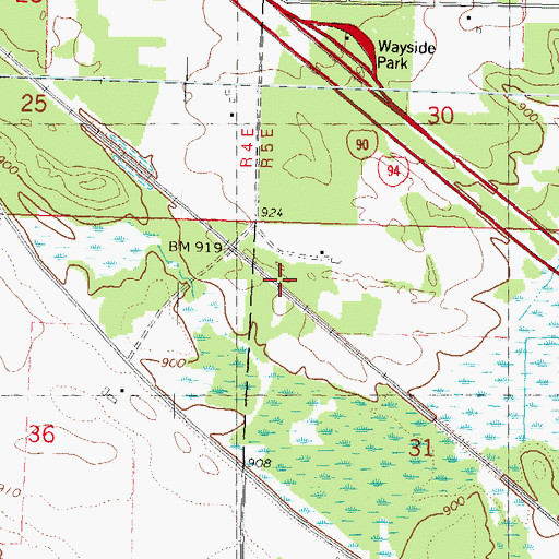 Topographic Map of Round Bluff Station (historical), WI