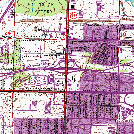 Topographic Map of Interchange 9, WI