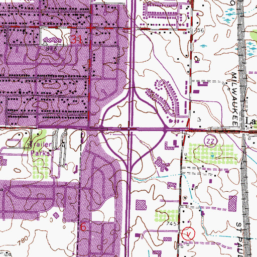 Topographic Map of Interchange 319, WI