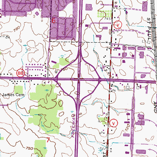 Topographic Map of Interchange 320, WI