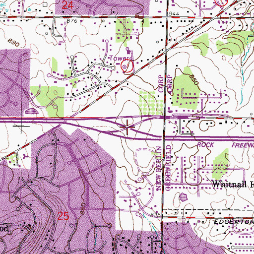 Topographic Map of Interchange 59, WI