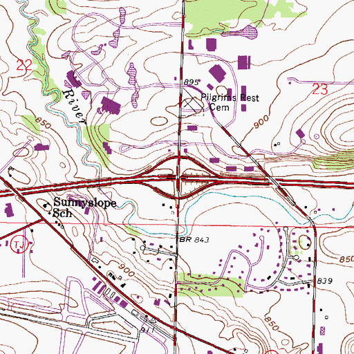 Topographic Map of Interchange 294, WI