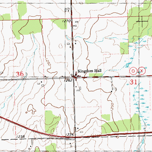 Topographic Map of Oakvale School (historical), WI