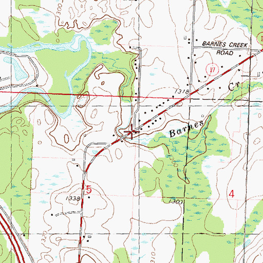 Topographic Map of Barnes Creek School (historical), WI