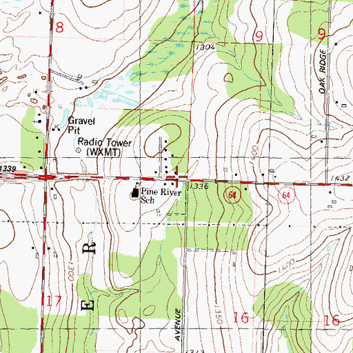 Topographic Map of Brickyard School (historical), WI