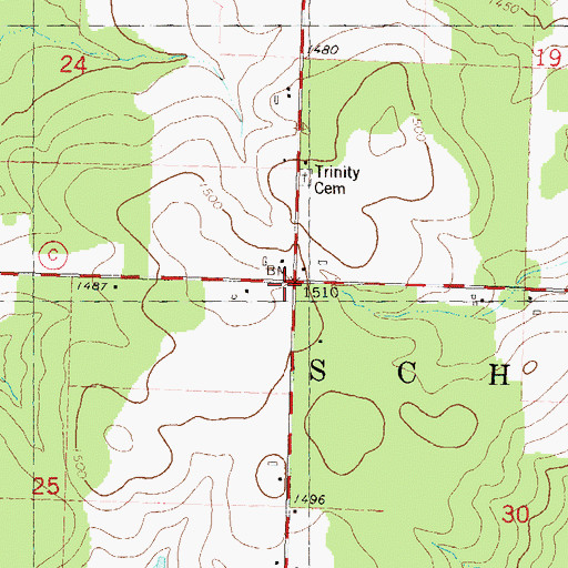 Topographic Map of Dutch Corners, WI