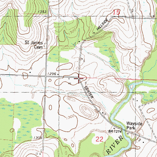 Topographic Map of Saint James Church (historical), WI