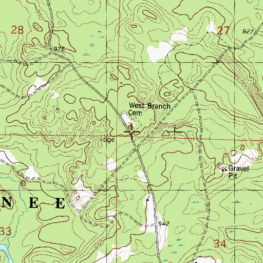 Topographic Map of West Branch Church (historical), WI