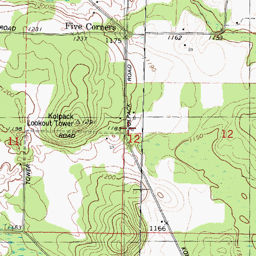 Topographic Map of Kolpack School (historical), WI