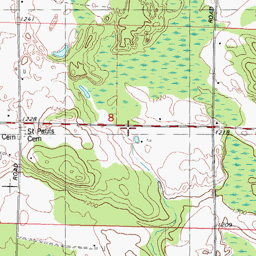 Topographic Map of Leiskau School (historical), WI