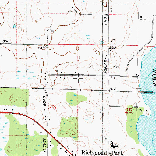 Topographic Map of Pine Grove School (historical), WI
