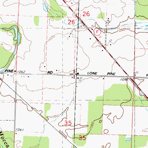 Topographic Map of Lone Pine School (historical), WI