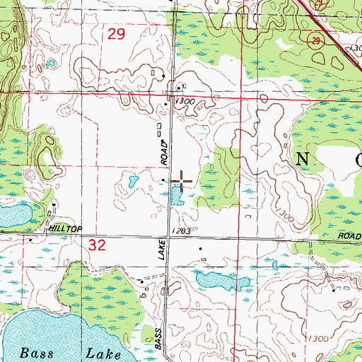 Topographic Map of Bass Lake School (historical), WI