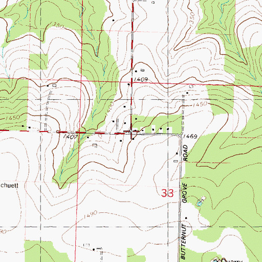 Topographic Map of Butternut Grove School (historical), WI